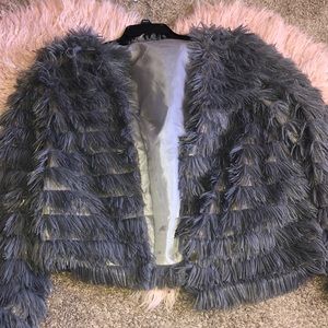 Faux Fur Coat (Gray)
